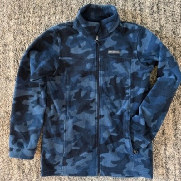 Columbia Blue Camo Boys Fleece Jacket - Picture 1 of 7